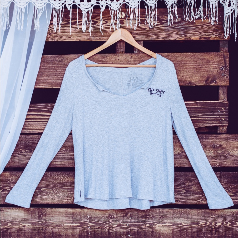 LOL Vintage Grey Long Sleeve Top ‘Free Spirit’